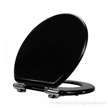 Fanmitrk Black Toilet Seat Wooden-Wood MDF Toilet Seat,Soft Close MDF Wood Toilet seat